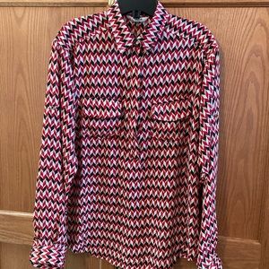 COPY - GRIFFLIN Dress style Henley blouse. Roll tab sleeves Made in Canada Size…